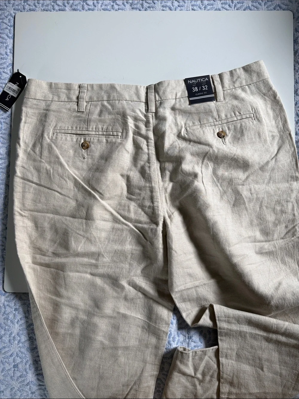 Nautica Men's Light Beige Chinos - Casual Linen-Blend